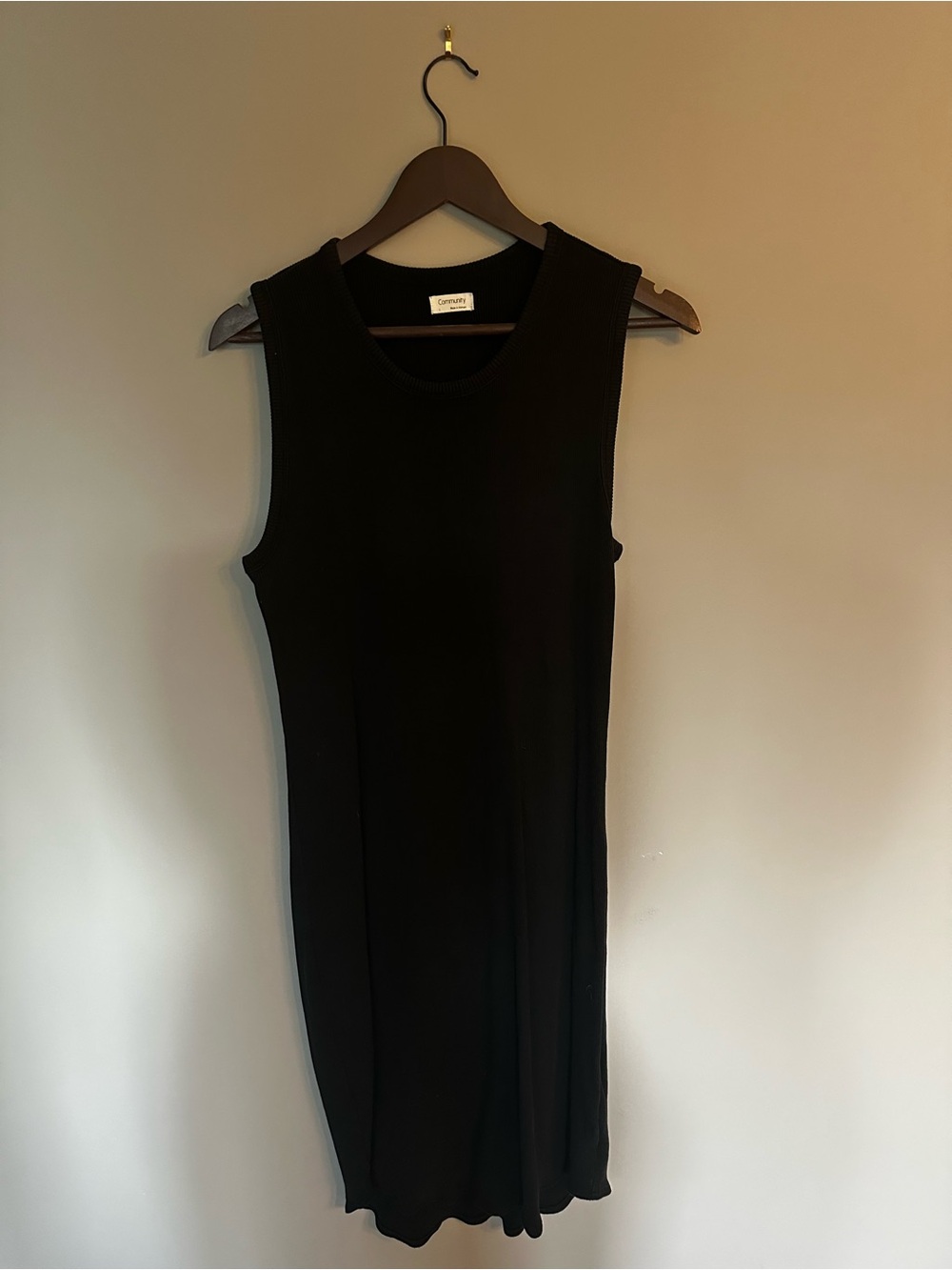 Aritzia Black Sleeveless Midi Dress - Sleek Knit